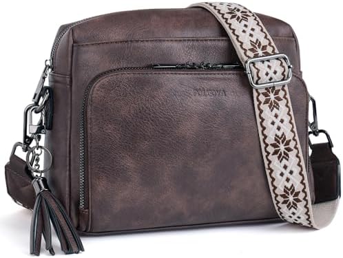 POIUGOYA Crossbody Purses for Women Trendy,Vegan Leather Medium Crossbody Bag,Women's Crossbody Travel Purse Built in Wallet