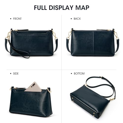 Kattee Leather Crossbody Bags for Women Trendy, Small Shoulder Purses and Handbags, Clutch Wristlet Wallet with 2 Straps