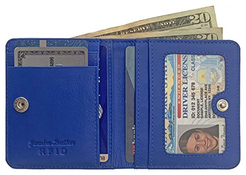 Personalized RFID Leather Womens Mini Wallet With Credit Card Holders and Coin Pocket - Teal/Cobalt Blue2