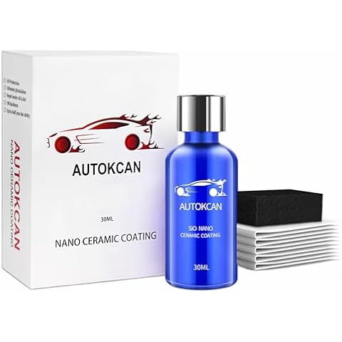 Autokcan 9H Nano Ceramic Coating for Cars, Anti-Scratch High Gloss Ceramic Coating Kit for Car Detailing, Glass, Wheel, Hydrophobic Long Lasting Protection,30ML Cover