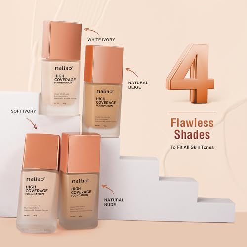 Image of Maliao High Coverage Waterproof Base Foundation | Long-Lasting Full Coverage | Flawless All-Day Glam | Matte Finish | Sweat & Oil Resistant | Lightweight & Breathable Formula | Soft Ivory, 40ml