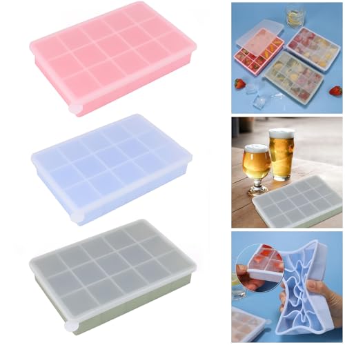 Bandeja de silicona para cubos de hielo con tapa, 15 cubos miniatura 7