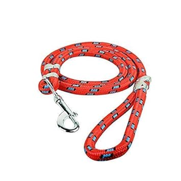 As Seen on Tv Pet Care Stylish Nylon Red Rope Dog Cord Training Leash for Large, Giant Sized Dogs with Strong Hook Size - (15 mm) (Color May Vary)