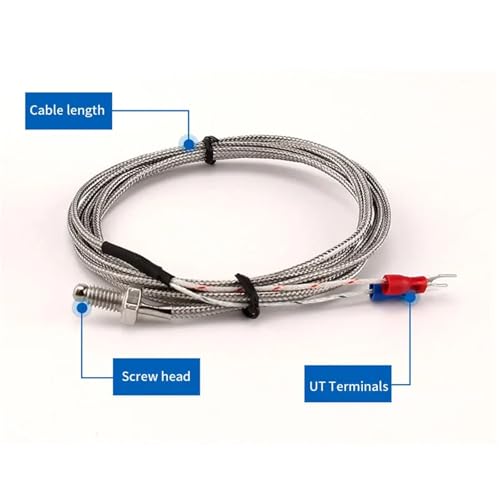 Termopar M6 tipo K con cable de 1 a 5m y sensor de temperatura de rosca hasta 600 °C 4