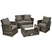 Produktbild SVITA Roma Polyrattan Lounge Rattan Garten Möbel Set mit Sofa und Sessel Gartenlounge Essgruppe mit Tisch Braun