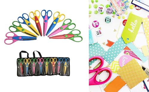 EXERZ Ciseaux de Loisirs Créatifs 8 Pièces – Ciseaux à Motifs avec Pochette de Rangement – 8 Styles de Découpes Zigzag et Fantaisie – vue 9