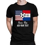 Personalized USA Paraguay Soccer Fan T-Shirt, Paraguay Flag Soccer Shirt, Custom Gifts for Football Lovers Men Women