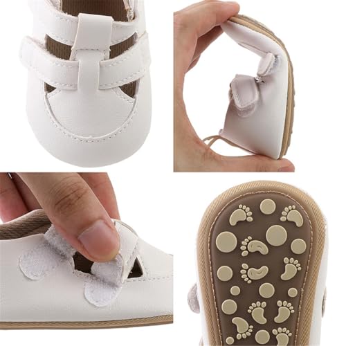 Image of HsdsBebe Baby Boys Girls Pu Leather Hard Bottom Walking Sneakers Toddler Rubber Sole First Walkers Infant Cartoon Slippers Crib Shoes