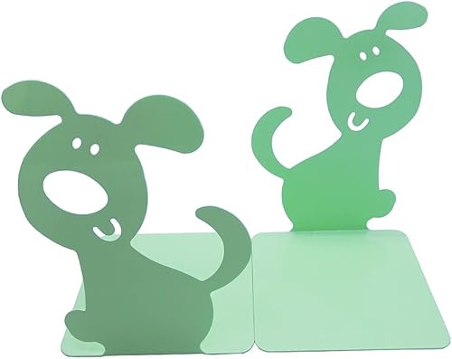 Miniatura 3 de Artkingdome Sujetalibros de metal con forma de cachorro de dibujos animados, para perros, antideslizantes, regalo decorativo verde, 1 par