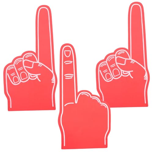 Milisten 3 Piezas Foam Fingers Portátiles Rojas de Animar Eventos Deportivos y Fiestas Guantes de Espuma Ligera para Porristas y Aficionados Accesorios de Apoyo para Baloncesto y Fútbol