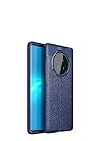 MHHQ Huawei Mate 40 Pro Hülle, Slim PU Weiches Leder Stoßsicheres Gehäuse Flexiblem TPU Silikon Hybrid Schutzhülle Tasche Slim-Fit Hülle für Huawei Mate 40 Pro -Marine