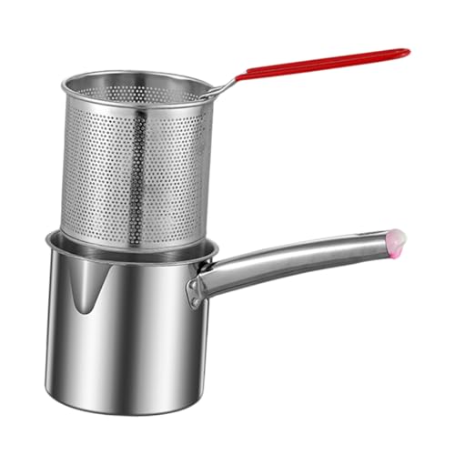 Abaodam 1set Stainless Steel Deep Fryer Frying Pot Basket Kitchen Oil Drainer for Fries and Sturdy Design for Home and Commercial Use