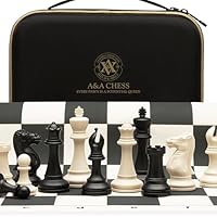 A&A Tournament Chess Set / 20''x20'' Foldable Silicone Chess Board / 3.75'' King Height Plastic Quadruple Weighted Classic Staunton Pieces/Storage Bag