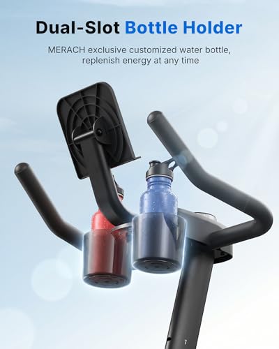 Image of MERACH Exercise Bike, Magnetic Friction Stationary Bike with Brake Pad and Exclusive App, Low Noise Indoor Cycling Bike with 300lbs Weight Capacity, Tablet Mount and Fitness Courses for Weight Loss