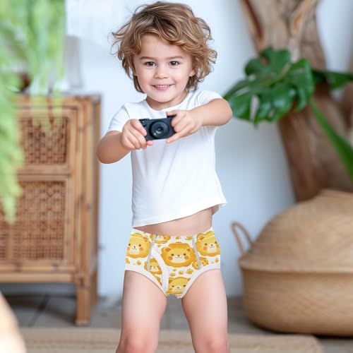 visesunny Boys Cotton Underwear Lion Head Footprint Printed Toddler Soft Training Briefs Size 2T-8Y for Kids3