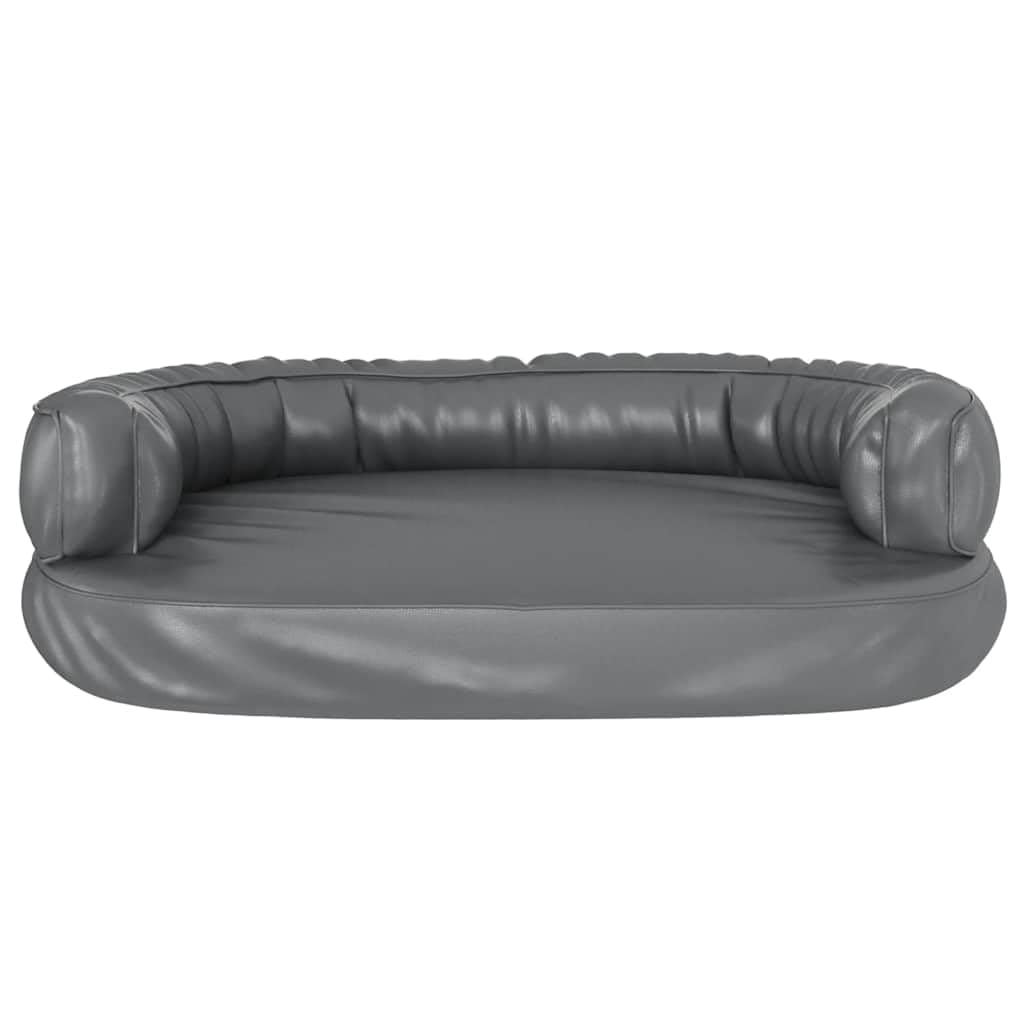 Hundebett Ergonomisch Schaumstoff Grau 75x53 cm Kunstleder - Komfortables Hundesofa für kleine und mittlere Hunde, pflegeleichtes Haustierbett rutschfest
