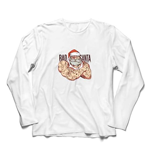 T-shirts herr Dålig Santa Fitness Bodybuilder Gym älskare Julklapp (L Vit Flerfärgad)