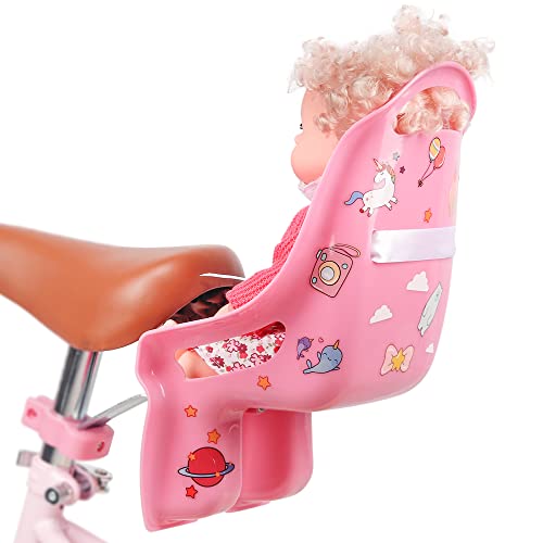 AVASTA Doll Bike Seat for Girls Bicycle with DIY Unicorn Decals, Baby Doll Bicycle Carrier, Kids Bike Accessories, Pink - Image 4