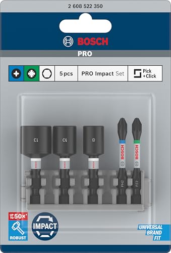 Bosch 5x PRO Impact Set mit Steckschlüsseln und Pick and Click-Index, PH2x5 – Ansicht 2