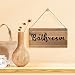 Qious Bathroom Sign Farmhouse Toilet Wooden Hanging Sign Rustic Retro Wall Art Decor for Home Decoration 12 x 6 Inches