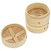 Cabilock 1 Set Bambus Dampfgarer Asiatischer Dämpfkorb 2 Etagen Bambusdämpfer mit Deckel Bambus Dampfkorb für Reis Dim Sum Gemüse Fleisch M