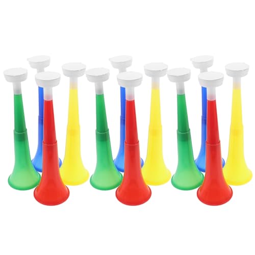GARIOUANS 12 Piezas Trompetas Plásticas Extensibles para Animar Bocina Plegable para Eventos Deportivos y Graduaciones Sonido Potente para Fútbol y Fiestas