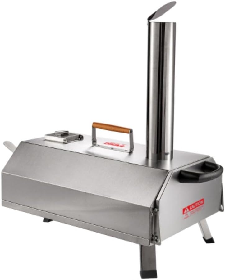 Pizza Oven Portable 12" Outdoor Wood Fired Pizza Oven with Built-in Thermometer Stainless Steel Pizza Stove for Outside Backyard Camping Picnics Silver Automatic Hexagon