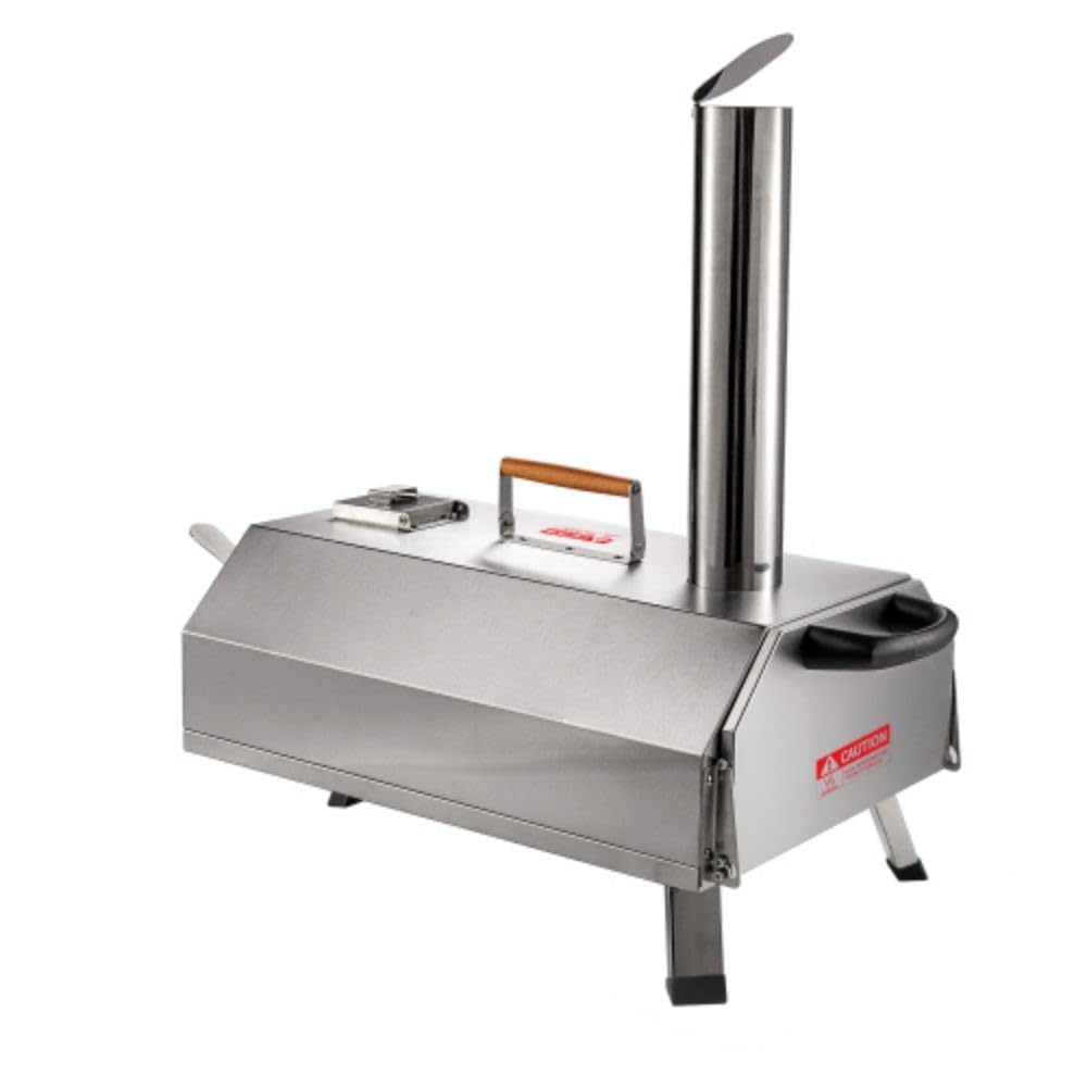Horno de pizza portátil de 12 pulgadas para exteriores, horno de pizza de leña con termómetro integrado, estufa de pizza de acero inoxidable para exteriores, patio, camping, picnics, hexagonal