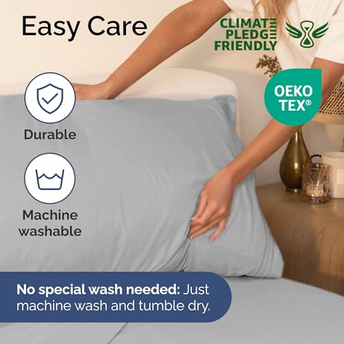 Image of Twin Size 3 Piece Sheet Set - Ultra Soft & Cooling Bed Sheets - Soft Grey | Fits 8 Inch to 16 inch Mattress, Wrinkle Free & Fade Resistant with Deep Pockets, Breathable, Comfy Hotel Luxury Bedding