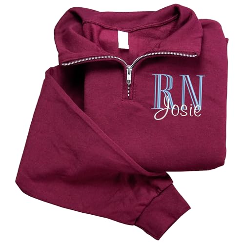 Custom Nurse Quater Zip Embroidered Sweatshirt, Customized RN CNA ICU MSN, Nurse Quarter Zip Sweatshirt4