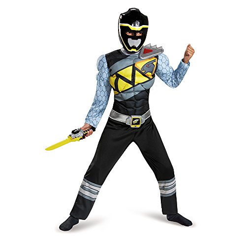 Disguise Black Ranger Dino Charge Classic Muscle Costume, Large (10-12)