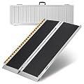 Koozam Upgraded Wheelchair Ramp | Strong, Sturdy Aluminum Portable Wheelchair Ramp with Skidproof Surface | Innovative Wide Threshold Ramp for Wheel Chairs, Scooters & More | 36 x 31 Inches