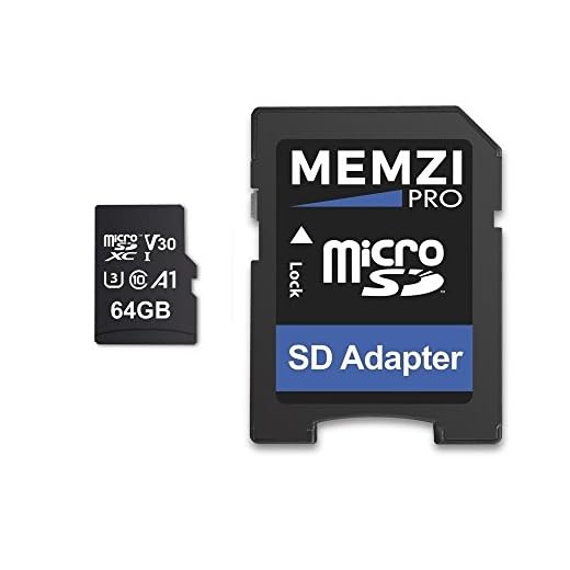 MEMZI PRO 64GB Memory Card Compatible for AKASO Brave 7 LE, 6 Plus/6/5/4, V50 Elite/Native/Pro/Pro SE, V50, EK7000 Plus/Pro Action Cameras - 100MB/s Class 10 U3 A1 V30 microSDXC with SD Adapter