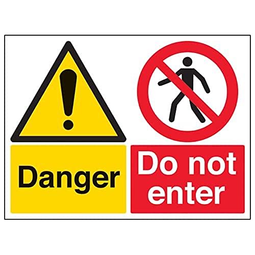 V Safety Danger. Do Not Enter Warning Sign - 400mm x 300mm - 2mm Rigid Plastic
