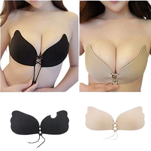brachy Women's Pack of 2 Self Adhesive Silicone Invisible Havey Push up with Drawstring Reusable Backless Strapless Bra BCA_JPBSL0112A-picture-20