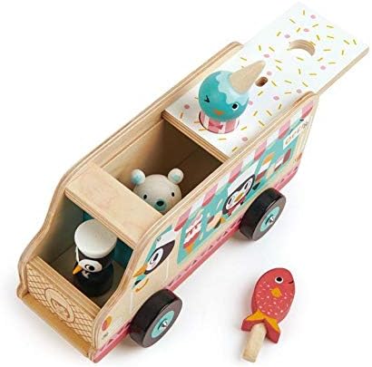 Miniatura 2 de Juguetes de hojas tiernas  Pingüins Gelato Van  Food Truck Style Pretend Food Play Ice Cream Vehículo de madera  Fomentar el juego de rol y