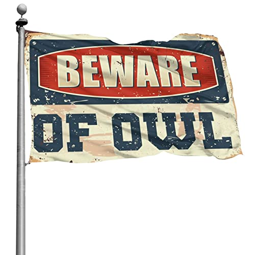 Drapeau Beware of Owl grand format deco ete textile mural chambre a coucher