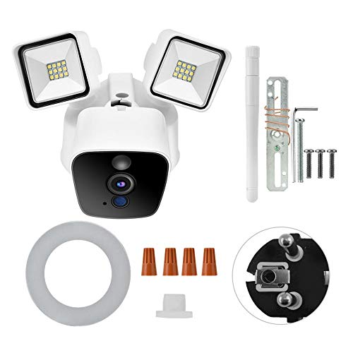 Preisvergleich Produktbild 1080P HD WiFi Sicherheit Überwachungskamera, drahtloser PIR Handy Fernsehgarten Beleuchtet Kamera mit Nachtsicht, Zweiwegstimme 100 240V(EU)