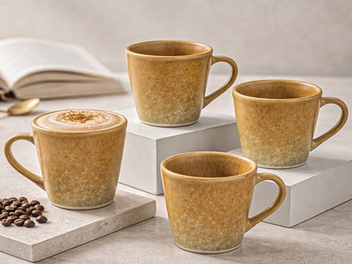 Image of Bodhi House Handcrafted Ceramic Tea Cup Set of 4 Pieces (175 Ml), Stoneware Coffee Mug, Microwave Safe Tea Cup, Glossy Finish, Ideal for Daily use, Casual Gatherings and Gifting, Turquoise Copper