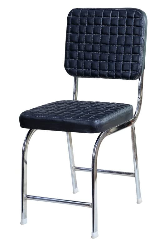 Image of WINIFRED Crome Steel Comfortable Visitor /Study /Hostel Desk Chair with Black Bonded Leather Weight Holds up to 120 kg (Pack of 2)
