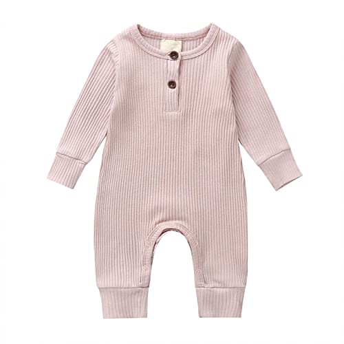 Image of CIYCUIT Newborn Baby Boy Girl Romper Clothes Infant Solid Ribbed Onesie Bodysuit Jumpsuit Outfits