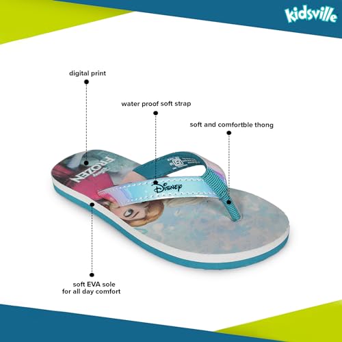 Image of Kidsville Official Frozen Printed Kids Girls Flip-Flop | Soft, Non-Slip, Indoor, Outdoor, House Slipper, Comfortable & Durable Footwear for Children