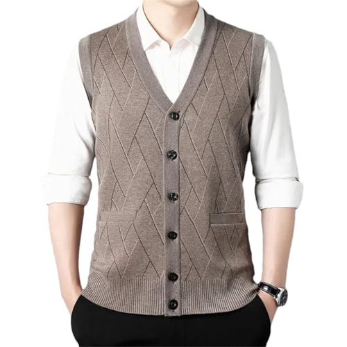 Men's Winter Thickened Tank Top Warm Cardigan Tank Top Sweater