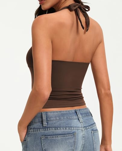 Image of Avidlove Women's Halter Top Deep V Going Out Tops Double Lined Sexy Backless Summer Crop Tank Top