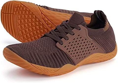 WHITIN Men's Trail Running Shoes Minimalist Barefoot 5 Five Fingers Wide Width Size 11 Gym Workout Fitness Low Zero Drop Male Sneakers Treadmill Free Athletic Training Ultra Brown Gum 44