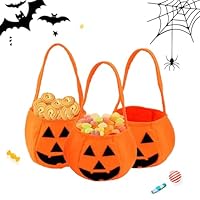 Kürbis Candy Bag - 3 Stück Halloween Süßigkeitentüten für Kinder - Trick or Treat Tasche