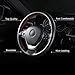 BMLEI Universal Car Steering Wheel Cover with Top Genuine Leather, Anti-Slip Design and Soft Padding, Stitching Style (Black Leather with red Thread)