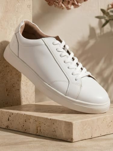 Image of Thomas Crick Men's Theo Genuine Leather Sneakers | Premium Smart Casual Lace-Up Shoes with Cushioned Collar & Anti-Slip Rubber Sole, UK Size 6-11