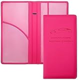 Yarnic Car Registration and Insurance Holder, Car Document Holder with Magnetic Closure, Registration and Insurance Card Holder Car Organizer Glove Box Compartment Organizer for Men Women (Hot Pink)