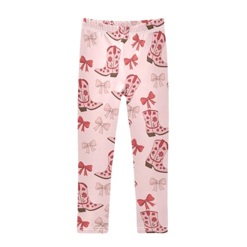 J JOYSAY Bow Tie Cowboy Boots Girls Leggings Soft Comfortable Stretchy Kids Toddler Leggings Size 4-10T